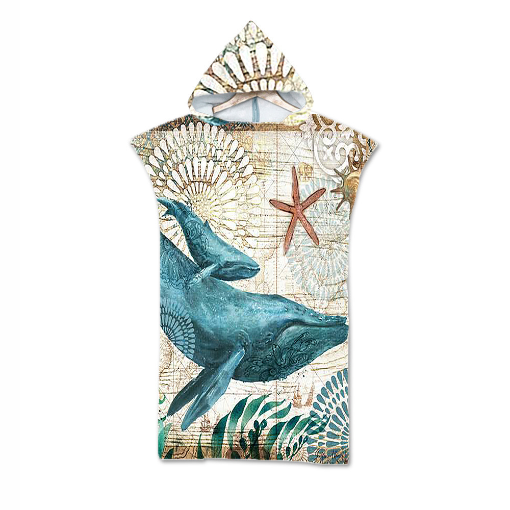 Ocean Print Hooded Beach Towel 4