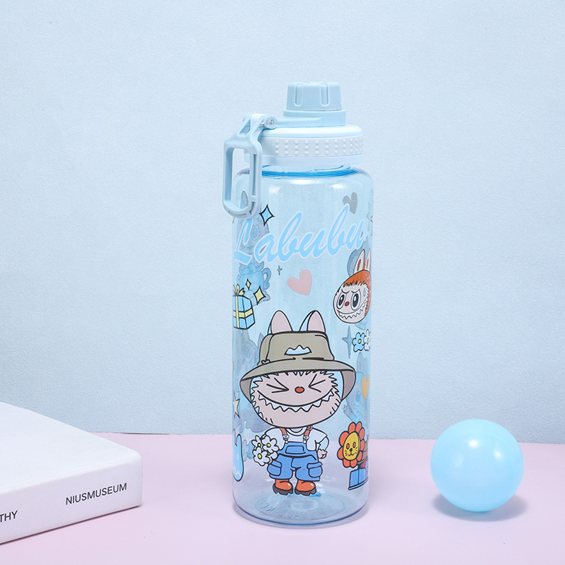 Labubu 漫画子供用プラスチックカップ、見栄えの良い、大容量、透明な子供用ウォーターカップ、ハンドル付き、ポータブル、大容量|undefined