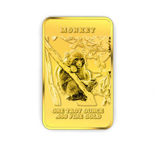 猴年生肖纪念方块币亮哑浮雕纪念金条银条 金丝猴银条厂家定制