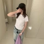 短袖法式简约纯色t恤