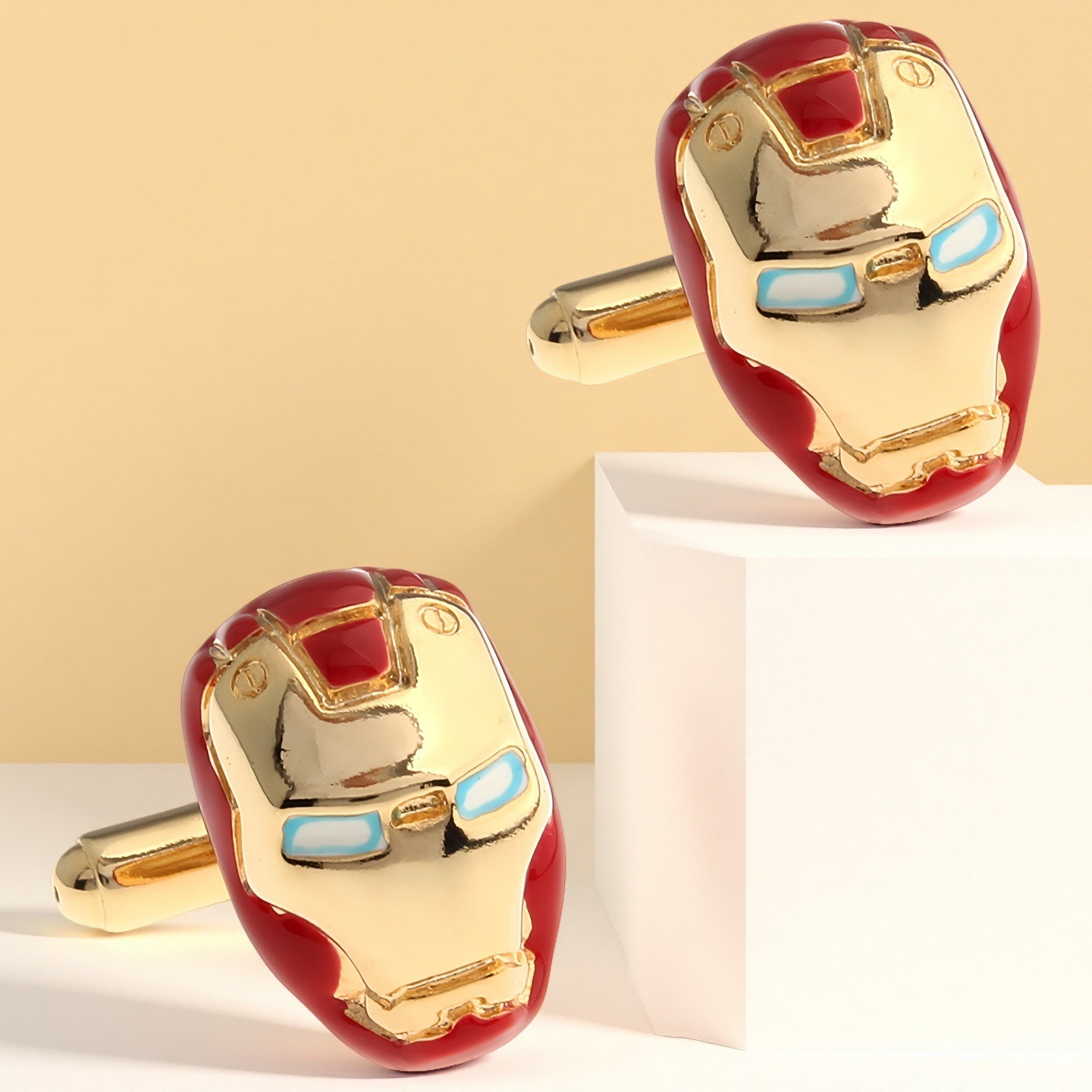 French men's cufflinks cufflinks 24k real gold plating Iron Man cuffs