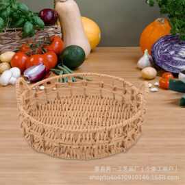 手工编织收纳筐家用洗衣篓玩具零食篮卧室脏衣篮杂物框草编储物筐