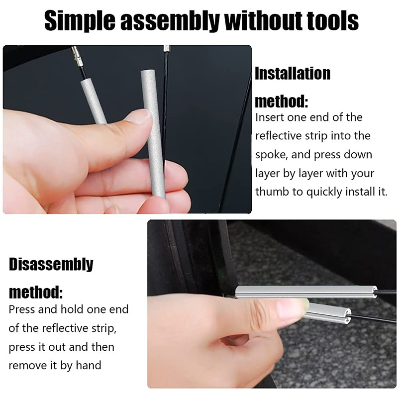 Suministro transfronterizo 36 unids habló tira reflectante con pegatinas de rueda luminosa traje bicicleta noche montar tira fluorescente