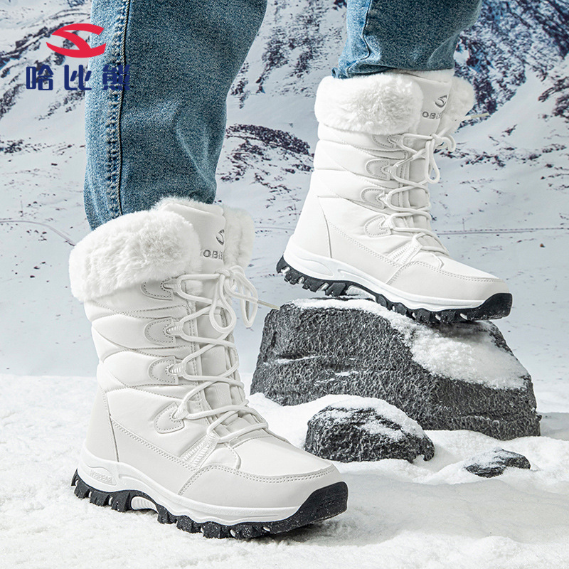 HOBIBEAR invierno botas de nieve para adultos botas de algodón de felpa para hombres y mujeres botas de esquí con cordones de moda entrega de una pieza