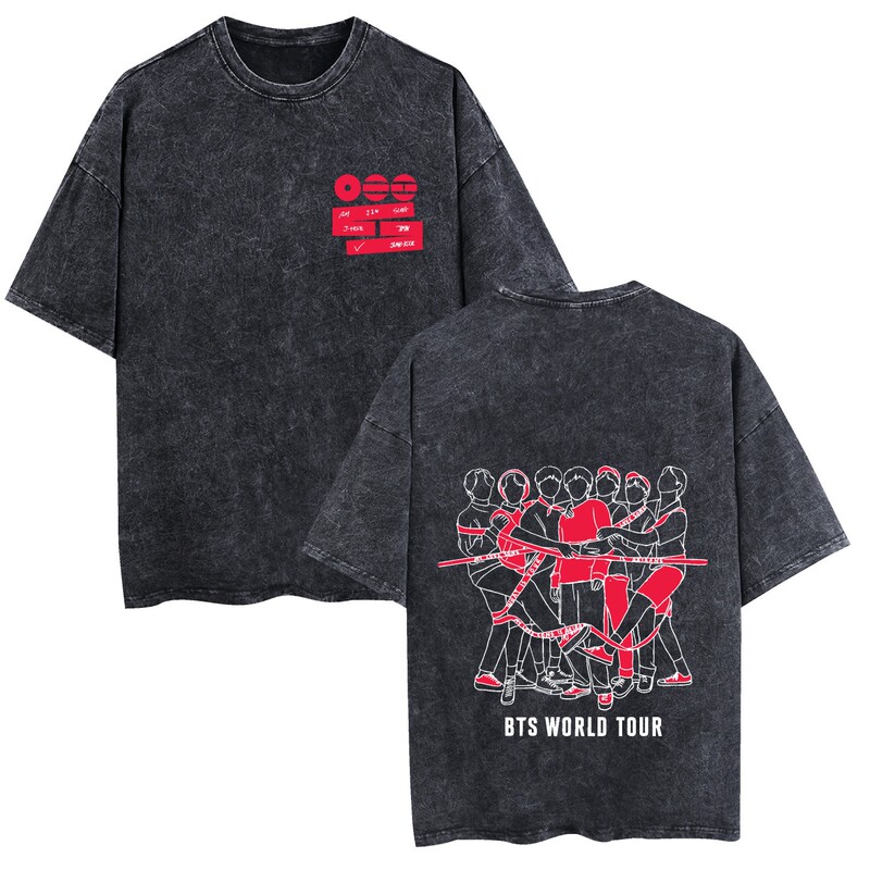 Cross-Border New Bts Retro Trendy Unisex Loose Washed Cotton Short-Sleeve T-Shirt