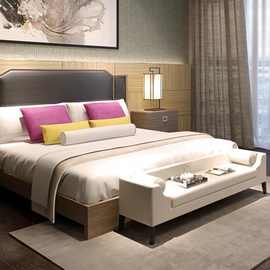 MX56美式布艺床尾凳现代简约卧室床头长条沙发床前榻衣帽间更衣换