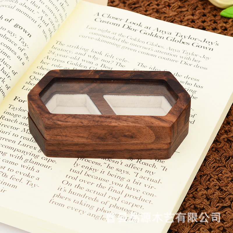 木製リングボックス木製ジュエリーボックス胡桃木ドリルリング収納ボックス結婚リングボックスケヤキリングボックスカスタム|undefined