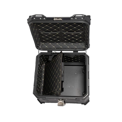 55L aluminum alloy tail box with interlayer, NFC password unlock, hidden compartment, anti-theft, waterproof, quick-release tail box
