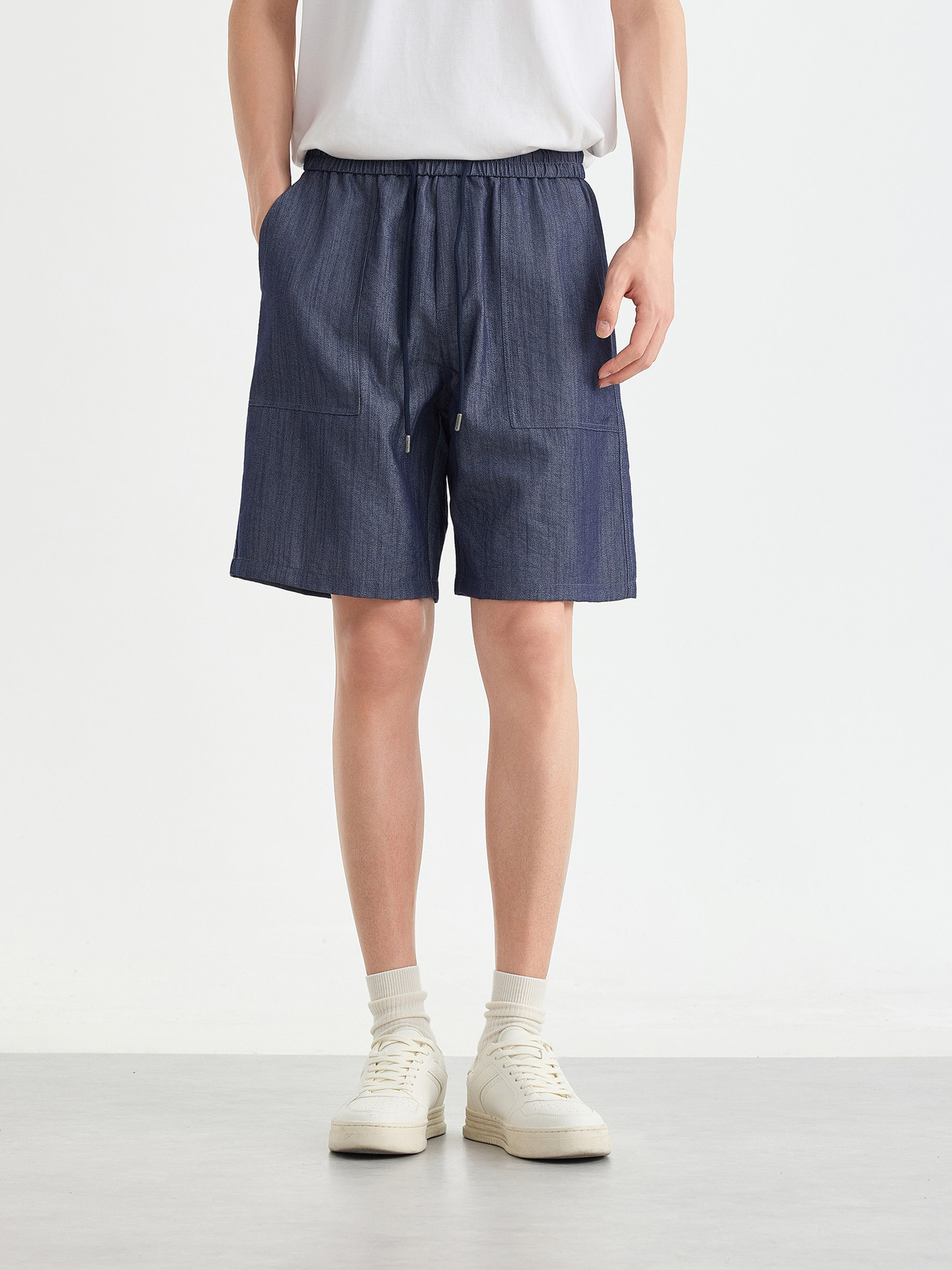 Quần short nam kaki cạp chun dáng 5 phân phong cách hiện đại — đen