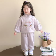 女の子の春秋タイプの洋風セット2025新型子供の春の服の韓国系のカジュアルな服の赤ちゃんのファッション的なスポーツの春の服