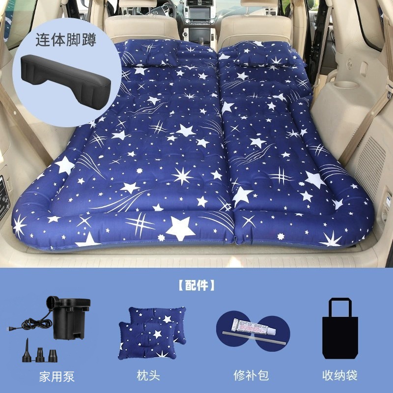 Vehicle-mounted inflatable bed | Qìchē PVC Flocking SUV - replace-home-pump-suv-honeycomb-oxford-starry-blue-1-long-stool