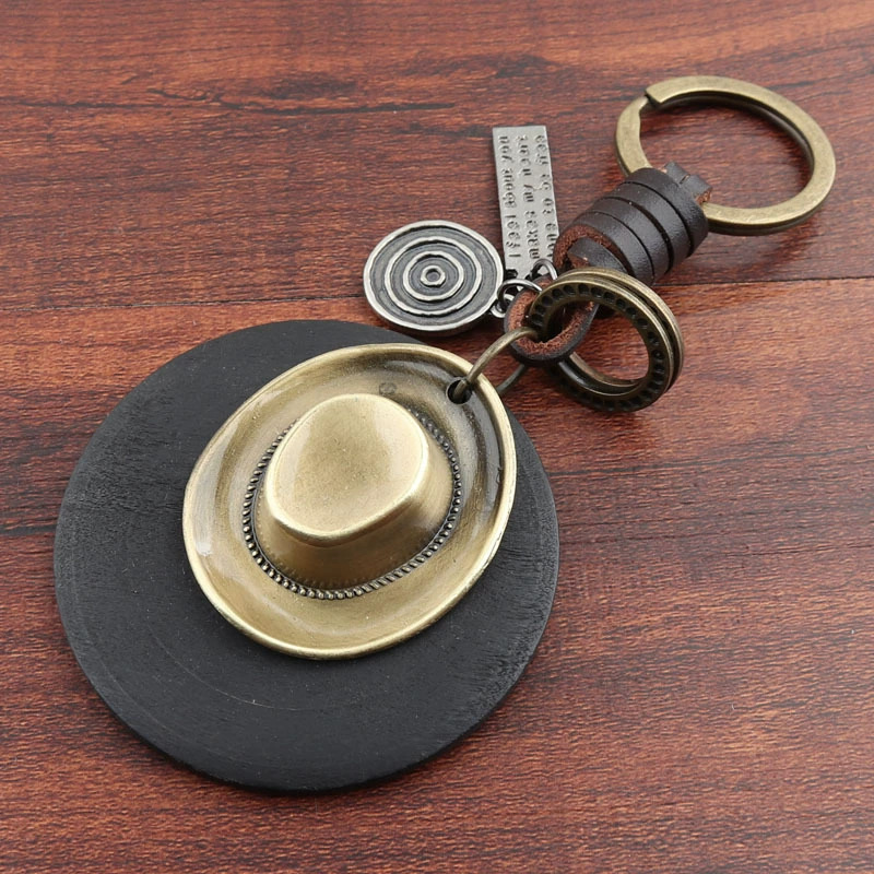 Creative Men's and Women's Keychains, Retro Old Western Cowboy Hat Hanging Ornaments, Car Key Personalized Pendants
