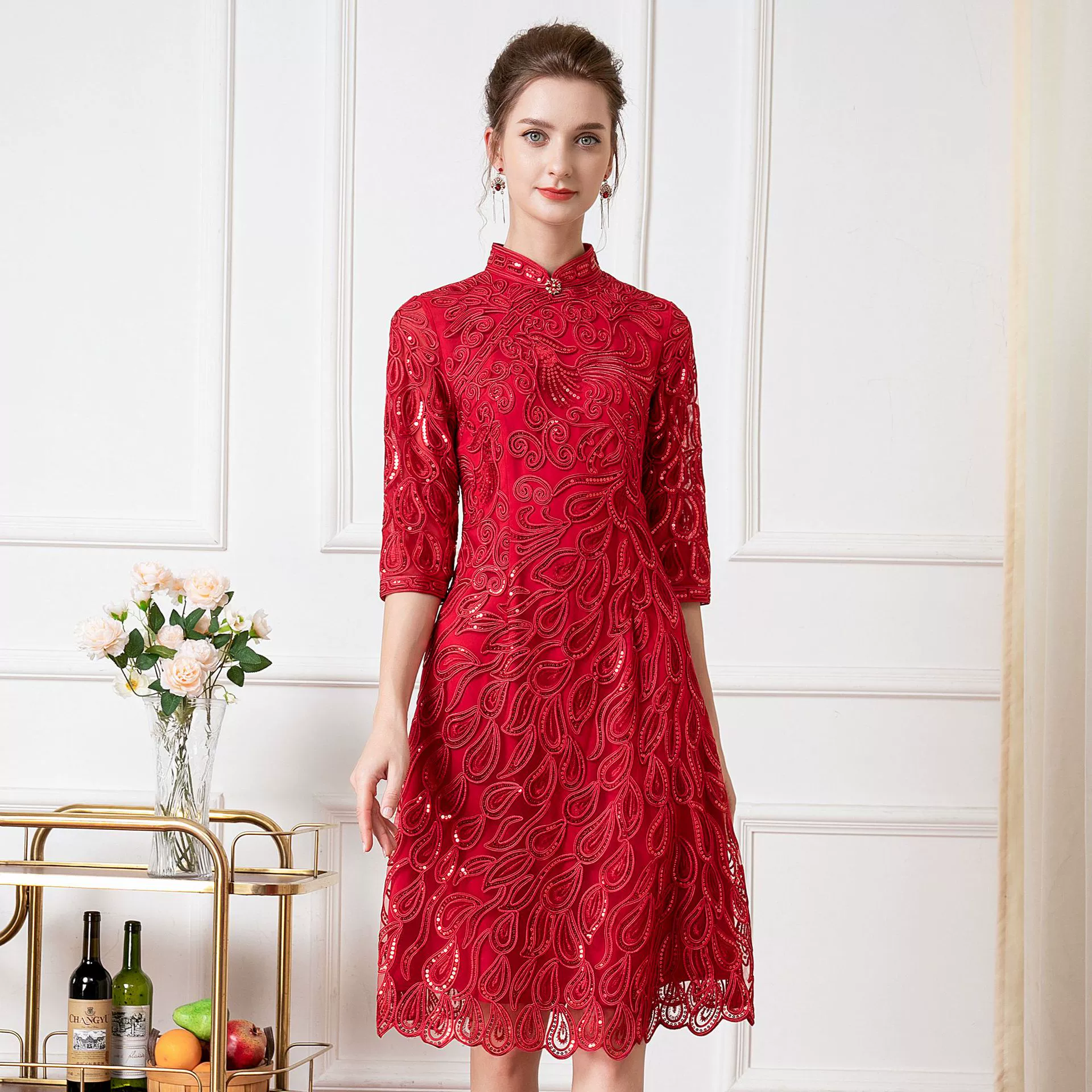 Шэньчжэнь высокого класса вышитые платья для женщин среднего и пожилого возраста весна Женская Свадьба плюс Размер Си мать-в-законе платье оптом
