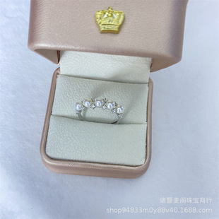 Freshwater Pearl 4-5mm Highlight Small Bulb Five Bead Ring S925 Silver Opening Adjustable Temperament Hand Jewelry for Women