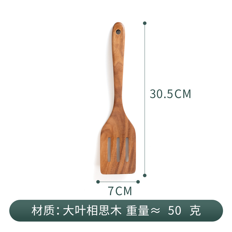 Paleta de madera para el hogar de acacia, pala para cocinar, pala, cuchara, utensilios de cocina, juego completo de palas antiadherentes, juego de espátula grande de madera