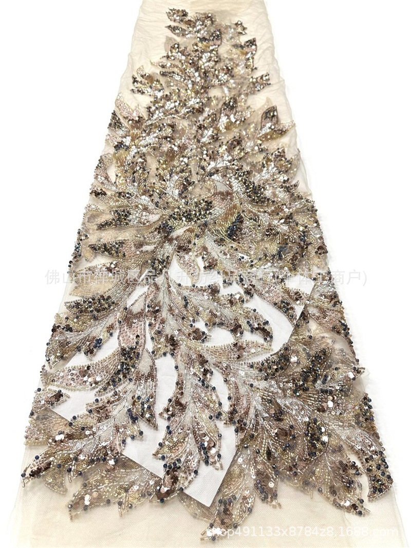 Fábrica directa industria pesada 6 tipos de tela bordada de cuentas de lujo vestido de boda cintura cola de pescado pequeña tela de cola image 6
