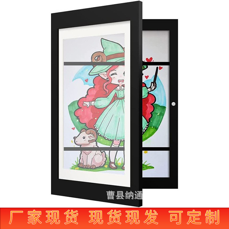 Cross border A4 wooden photo frame wooden oil painting storage box wooden wall children flip photo frame children art picture frame