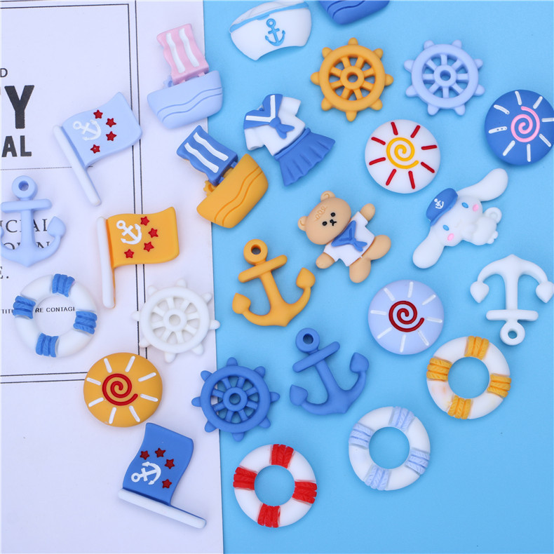 Directo de fábrica nueva serie océano dibujos animados pegamento crema epoxi DIY hecho a mano creativo pequeña joyería accesorios al por mayor