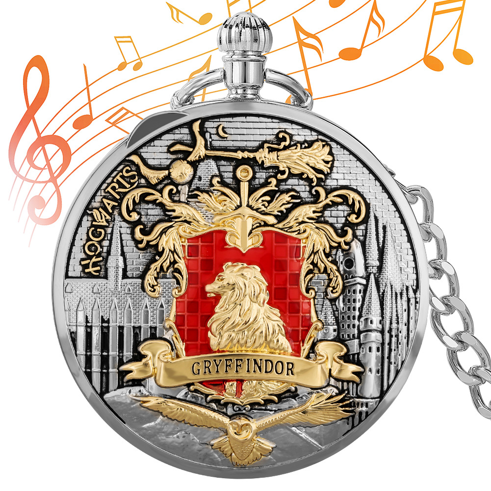 New Hot-Selling Creative Music Pocket Watch Harry Potter Series Gryffindor House Resin Music Box Quartz Watch