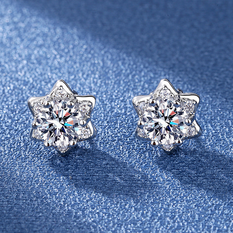 Fashion Korean sweet five-pointed star earrings s925 silver star earrings female ear jewelry wholesale spot hair