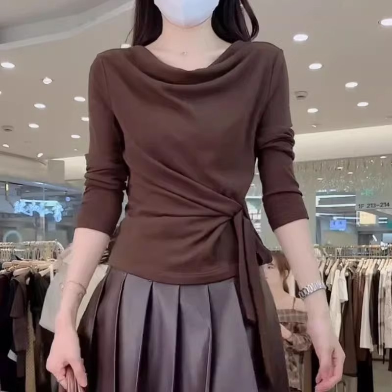 时尚chic辣妹修身显瘦长袖打底女初秋2025新款小个子减龄百搭上衣|undefined