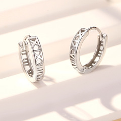 簡約耳環925銀鏤空羅馬數字耳飾品時尚ins小眾設計感飾品批發耳環