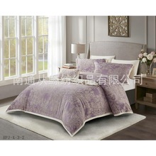 跨境外贸绣花大提花系列羽绒被套三件套水洗柔软床上用品带拉链封