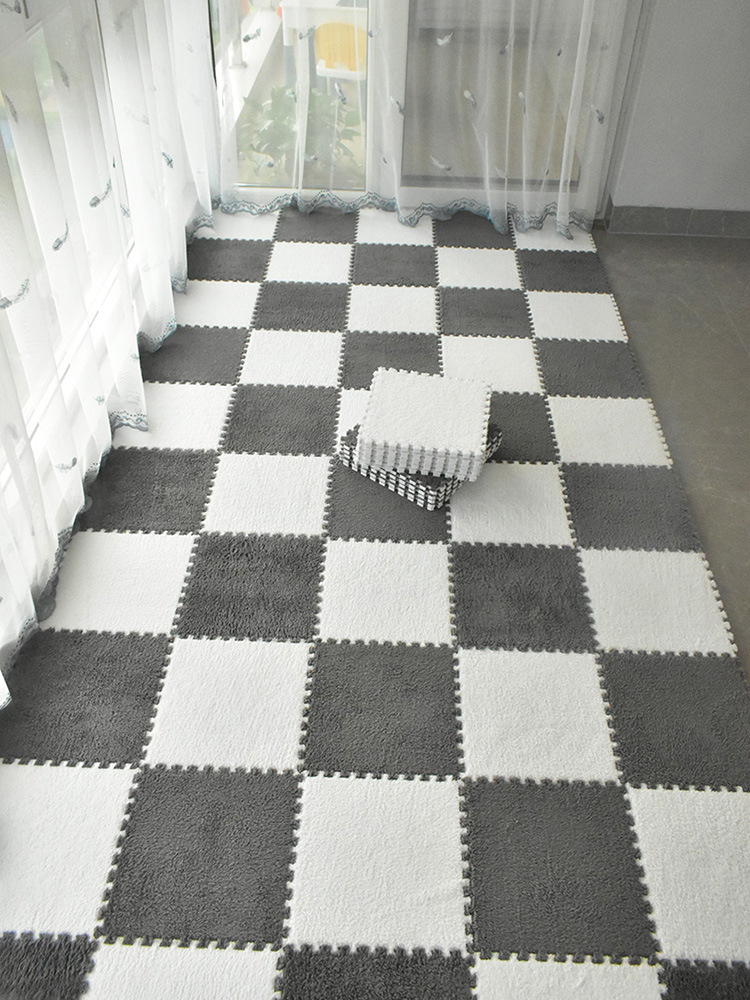 批发新房间满铺地毯海绵床尾沿长条形正方卧室拼图米素色拼接地垫