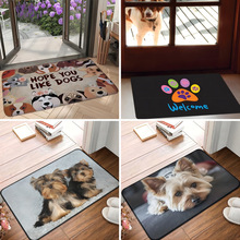 小狗卡通图案欢迎地板垫装饰地毯防滑易清洁区域地毯客厅家庭办公