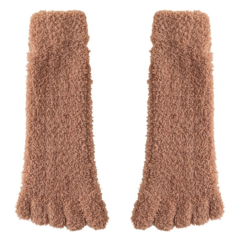 Zhuji coral velvet socks women's winter thickened warm five-finger toe floor socks men's home Plush Sleep socks