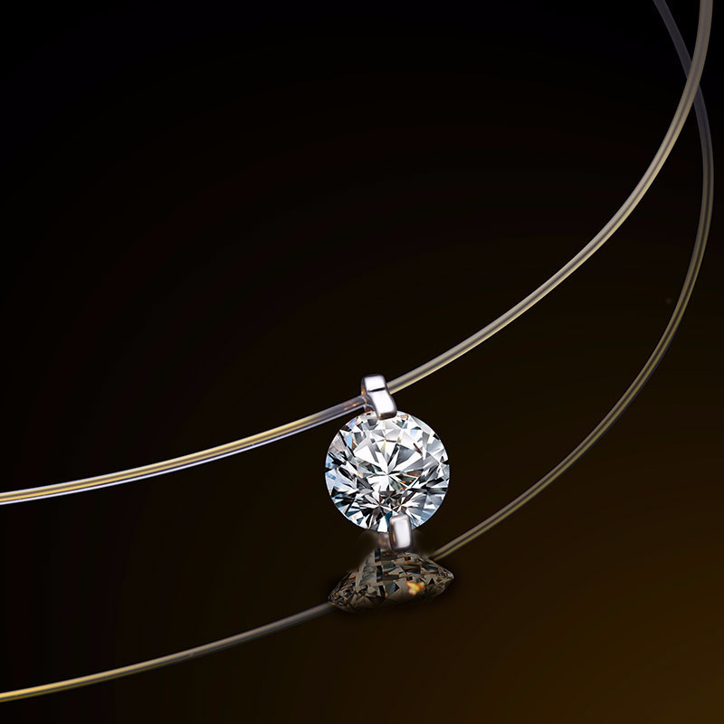 Minimalist Style Transparent Fishing Line Necklace Women's Clavicle Chain Elegant Invisible Mermaid Tear Single Diamond Pendant Summer New Necklace Minimalist Style Transparent Fishing Line Necklace Women's Clavicle Chain Elegant Invisible Mermaid Tear Single Diamond Pendant Summer New Necklace