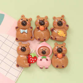 爆款卡皮巴拉水豚 diy奶油胶手机壳钥匙扣发夹头绳 树脂饰品配件