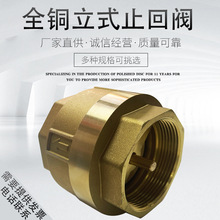 全铜4分立式止回阀弹簧单向阀6分1寸内外丝卧式逆止阀铜杆止水阀
