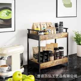 咖啡收纳架两层木架咖啡吧厨房调味品收纳架浴室柜台收纳架