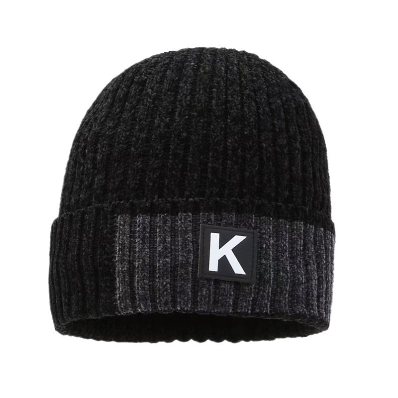 Cappello invernale da uomo in maglia calda con fodera in pile, cappello da ciclista spesso, cappello da esterno in lana ciniglia_voghion.com