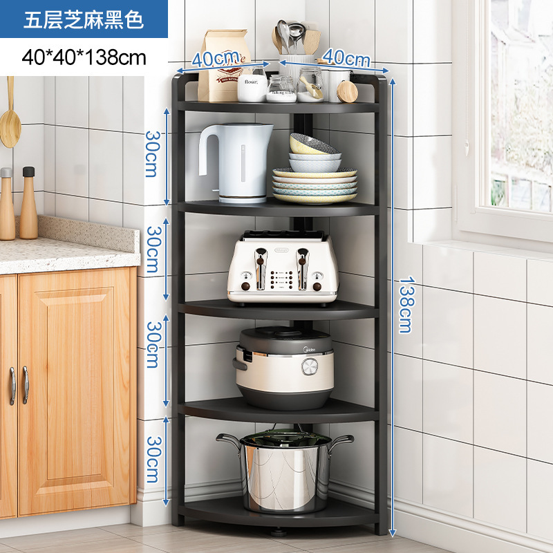 Estante de esquina de cocina multifuncional Estante de almacenamiento de piso de esquina de hueco Estante de almacenamiento de olla triangular multicapa