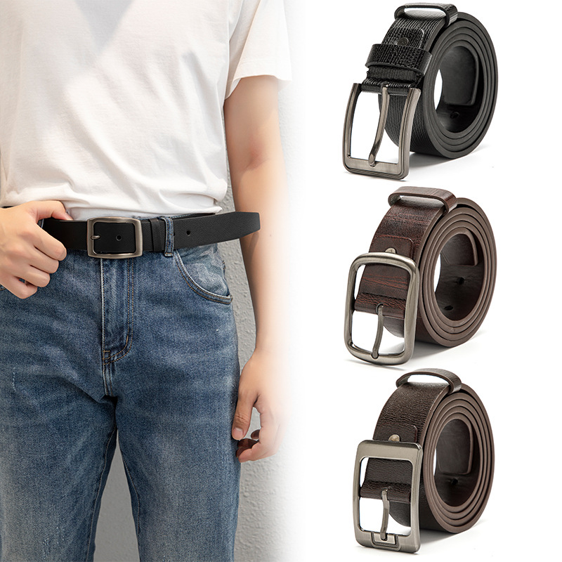 Belt men alloy pin buckle decorative jeans belt outdoor casual fashion men imitation leather belt factory wholesale