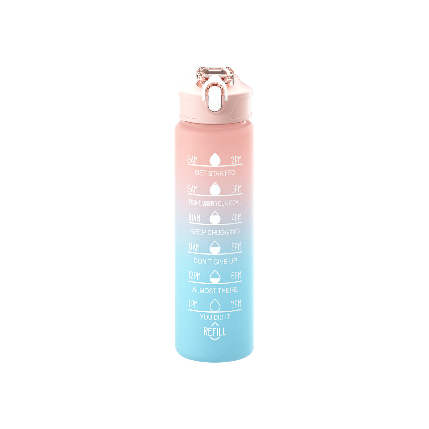 Taza de agua de tres piezas taza de paja de gran capacidad taza de agua de color degradado espacio deportivo olla taza de agua de plástico esmerilado con escala