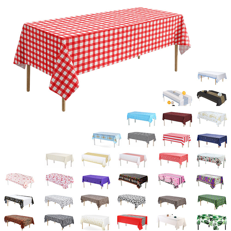 Cross-Border Amazon Party Tablecloth Peva Waterproof and Oil-Proof Holiday Decoration Tablecloth Outdoor Picnic Disposable Tablecloth Cross-Border Amazon Party Tablecloth Peva Waterproof and Oil-Proof Holiday Decoration Tablecloth Outdoor Picnic Disposable Tablecloth