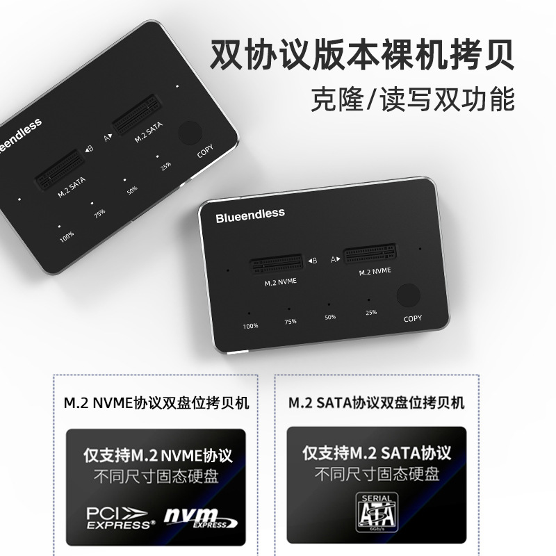 Soporte para disco duro nvme de doble bahía m.2, caja de unidad de estado sólido, copia sin conexión, lector ssd de 20Gbps