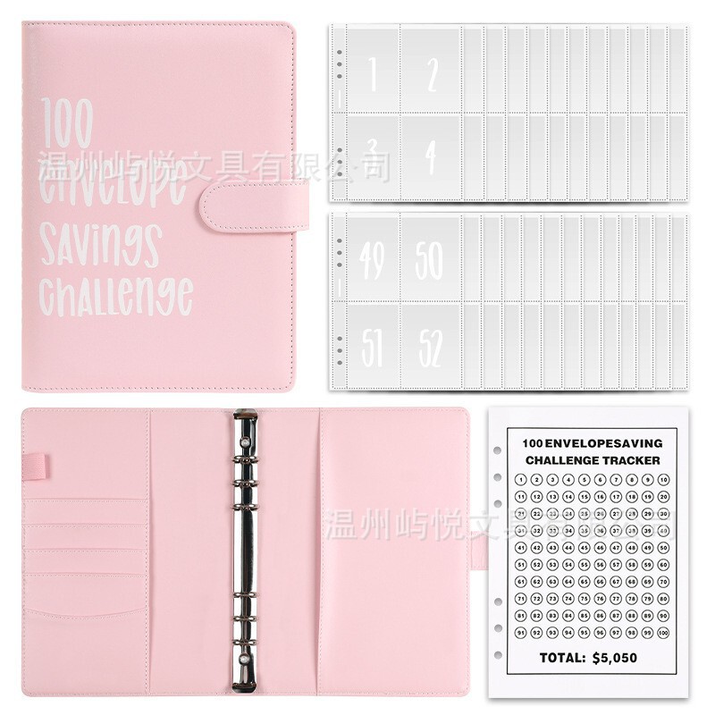 100 Envelope Challenge Challenge 100 Days Money Saving Loose-Leaf Cash Envelope Budget Storage Book