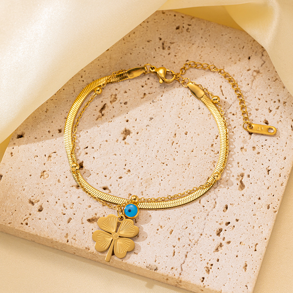 25g Weight 0.03µm-0.05µm Gold Plating Thickness PVD Coated Gold Plating Process 18K Real Gold Plated Plating Material 304 Stainless Steel Pendant Material Zircon Inlay Material Bracelets Classification 304 Stainless Steel Chain Material Cuban Link Chain Curb Chain, box chain, Twisted Rope Chain, snake chain, figaro chain Chain Type 1 Piece Quantity Daily Occasion 304 Stainless Steel Material Eye, Flower, Butterfly Pattern Women's Gender Casual, Simple Style Style Enamel, Inlay Craft Casual Simple Style Eye Flower Butterfly Titanium Steel Zircon Bracelets In Bulk 45
