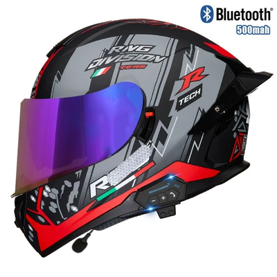 electric car helmet, Motosiklet kaskı (dəbilqə) - red-pioneer-color-mirrorbluetooth-m