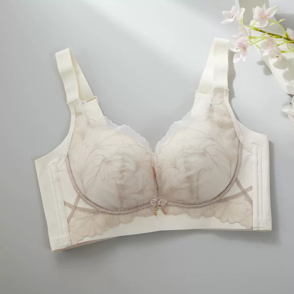 舒适文胸聚拢大码内衣轻薄大胸显瘦上托调整型内衣蕾丝收副乳胸罩