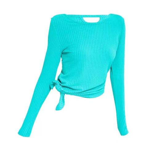 New autumn and winter ribbed sports tops for women, long-sleeved, slim, breathable, round neck, finger yoga running fitness clothes
