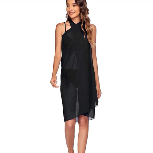 European and American long-sleeved chiffon robe, sexy bikini one-piece scarf women beach dress
