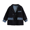 Denim autumn jacket, set, children's top, trench coat, children's clothing, suitable for teen