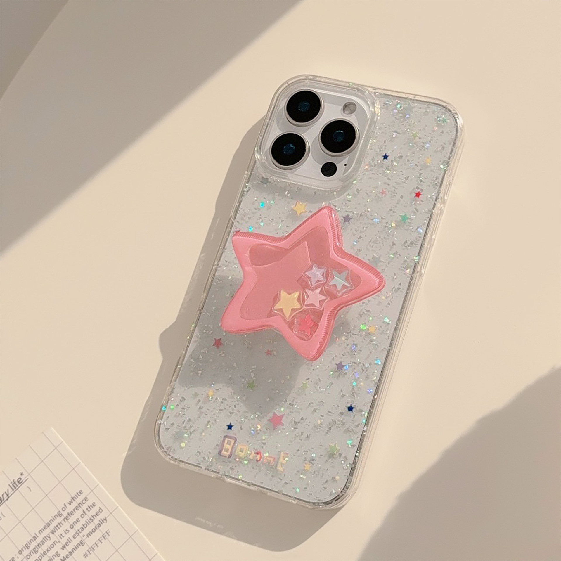 50g Weight iPhone Applicable Brands Phone Cases Classification PC, tpu Material Star Pattern Cute Style Painted Craft PC Tpu Star Painted Cute Phone Cases Phone Accessories 8