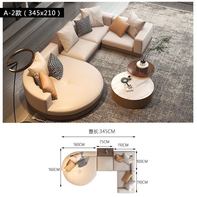 Sala de estar de lujo ligero gran piso plano estilo italiano minimalista sofá de cuero Connery diseñador de villa arco sofá de forma especial image 11