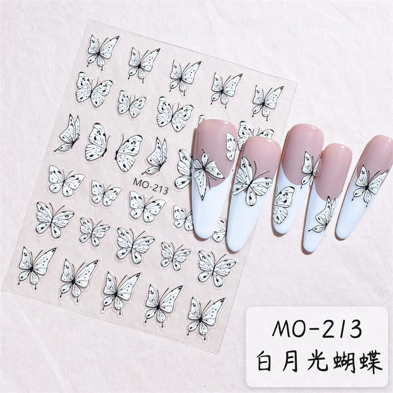 Pequeño libro rojo estilo caliente cabeza de clase Aurora mariposa pegatinas de uñas INS viento jade blanco pegatinas de uñas de mariposa armadura de bricolaje